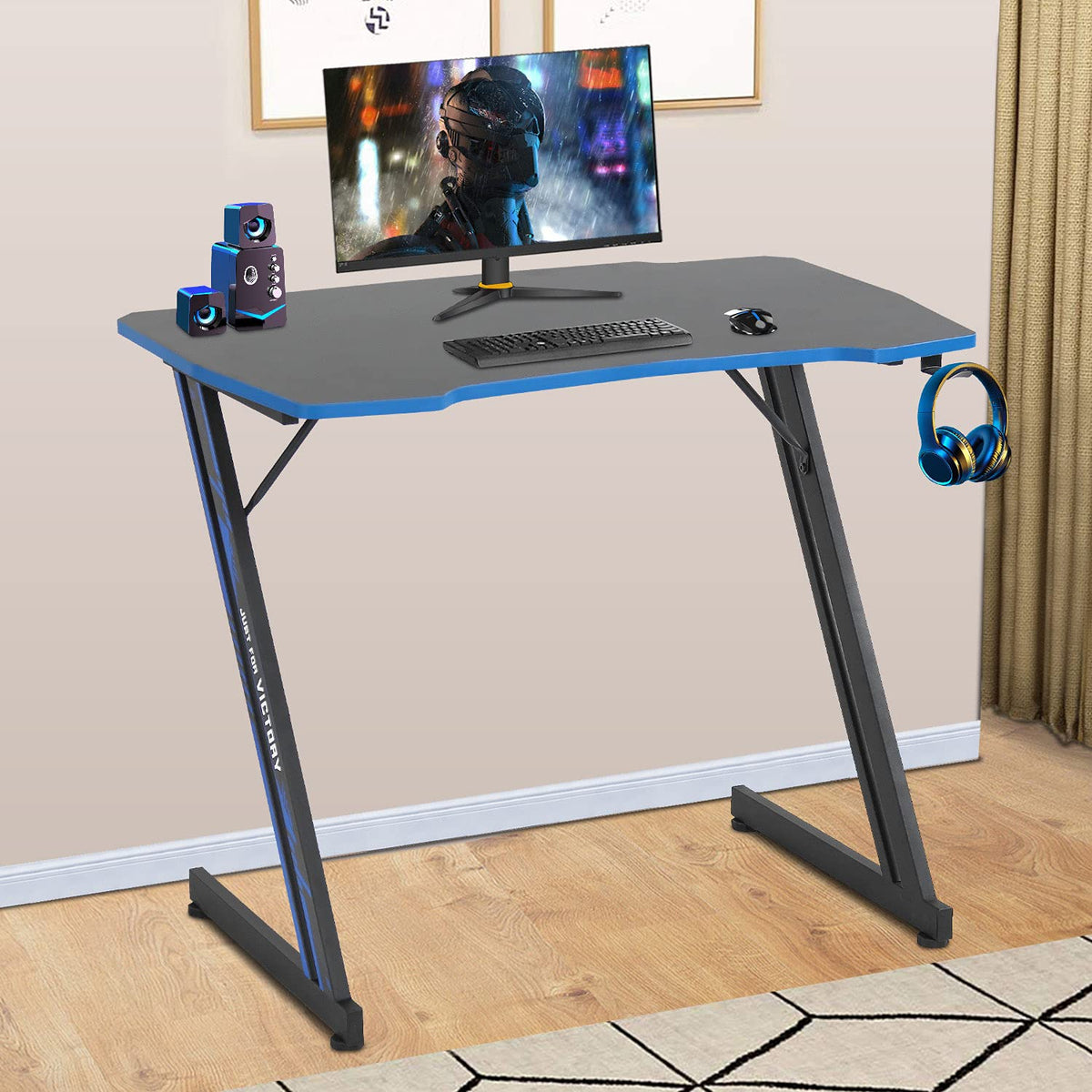 47" Gaming Table | Red | R-Shaped Computer Desk
