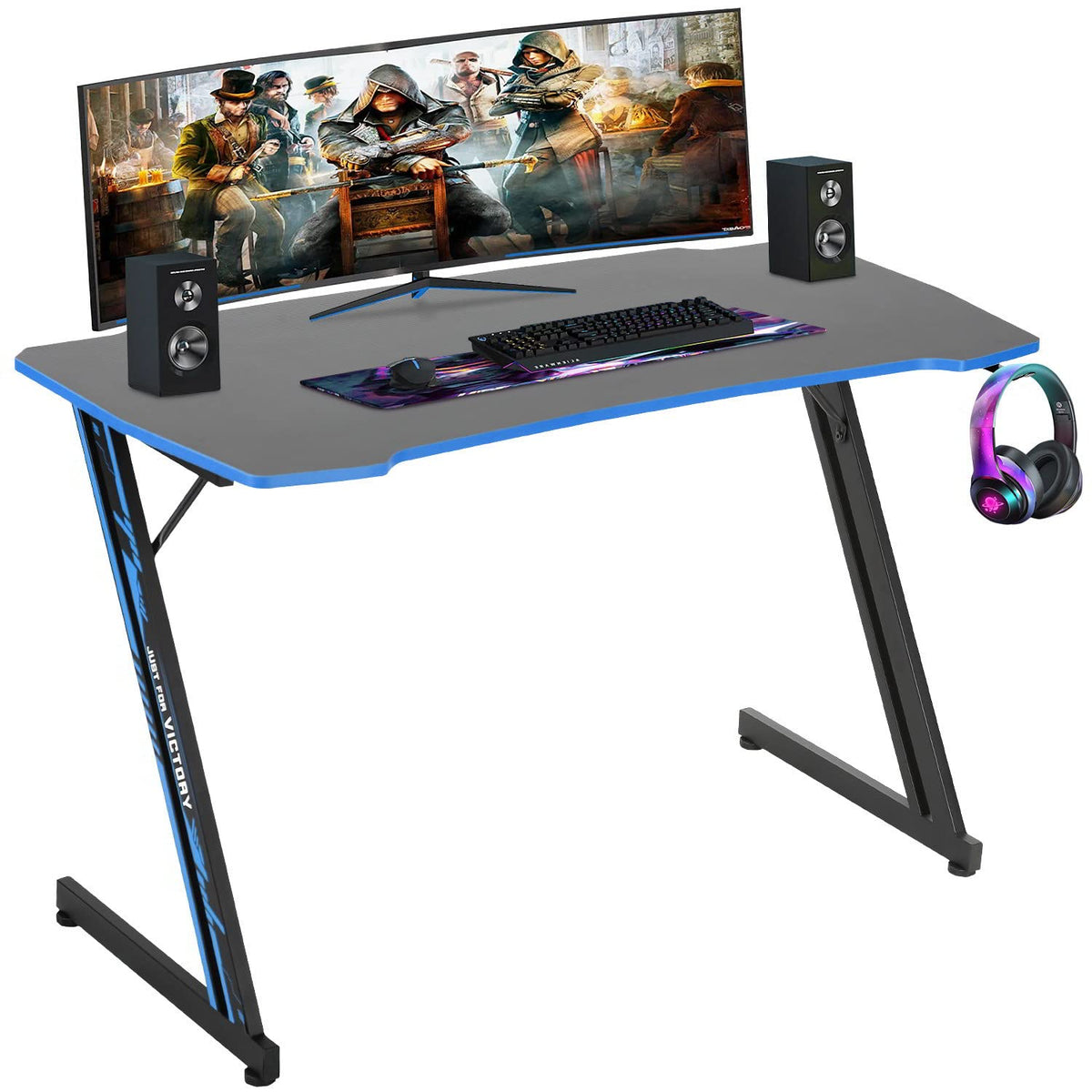 47" Gaming Table | Red | R-Shaped Computer Desk