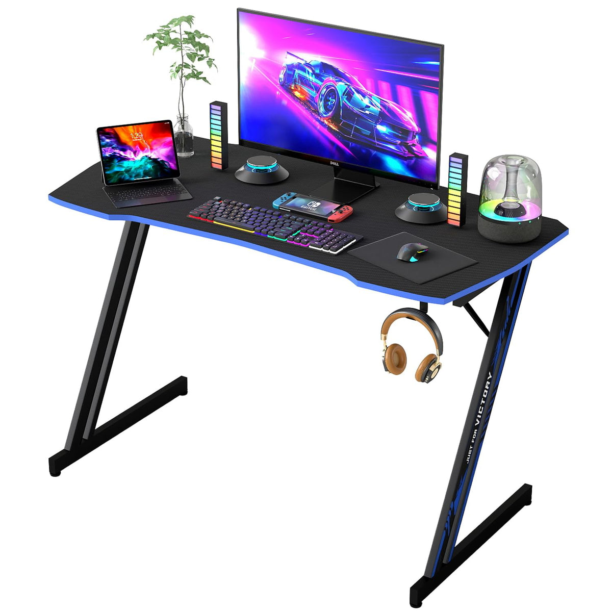 47" Gaming Table | Red | R-Shaped Computer Desk
