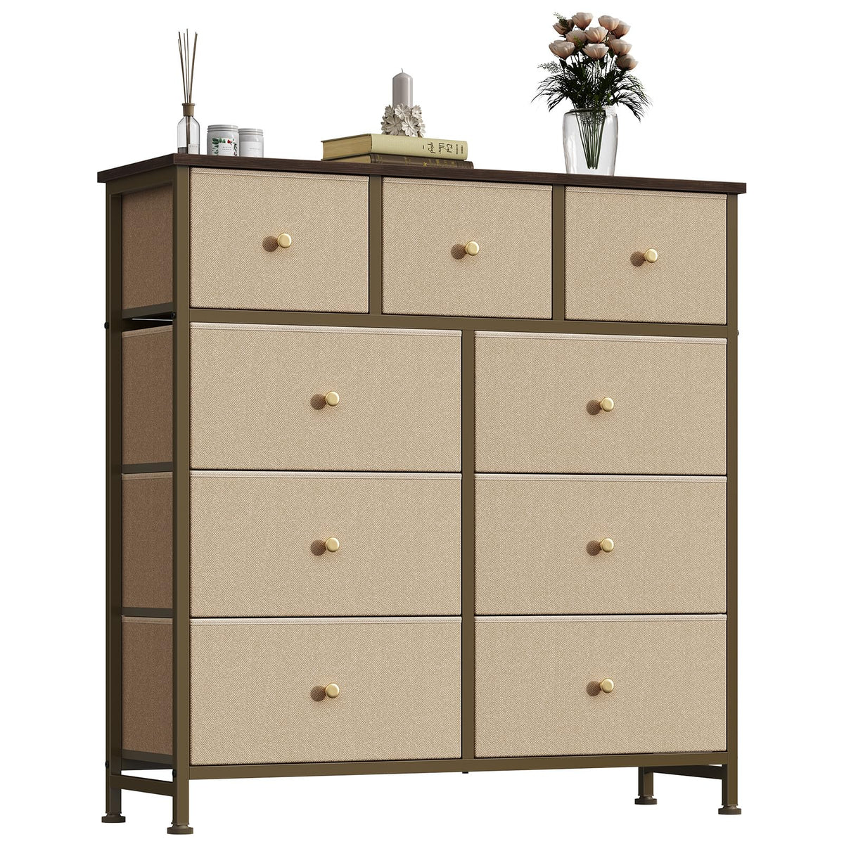 9 Drawer Black Dresser for Bedroom, Closet Organizer Storage Tower