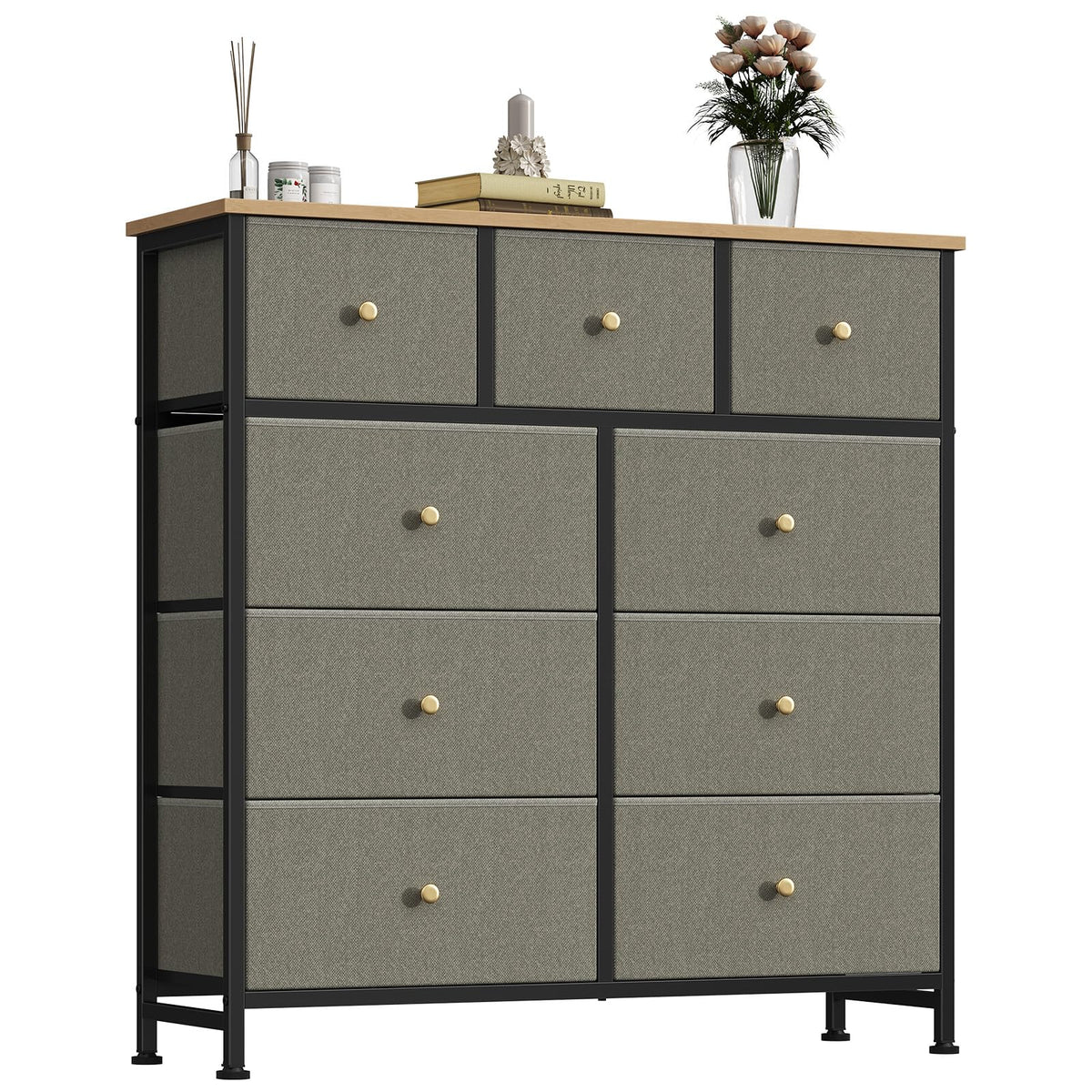 9 Drawer Black Dresser for Bedroom, Closet Organizer Storage Tower