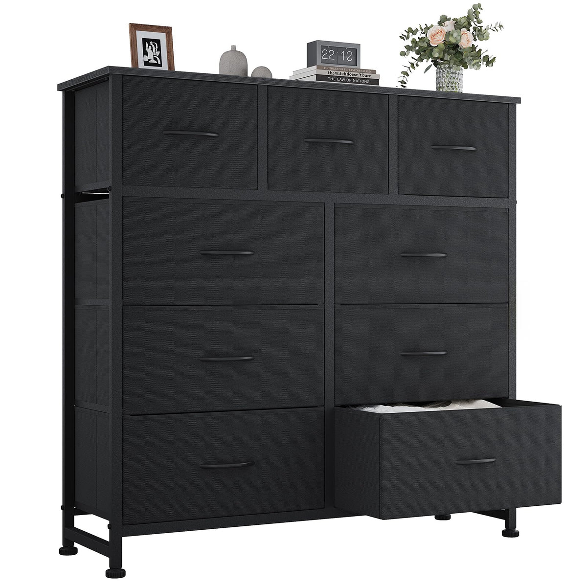 9 Drawer Black Dresser for Bedroom, Closet Organizer Storage Tower