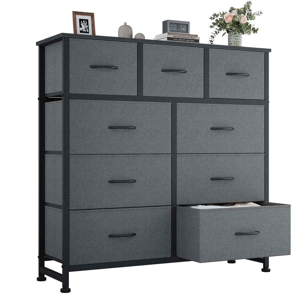 9 Drawer Black Dresser for Bedroom, Closet Organizer Storage Tower