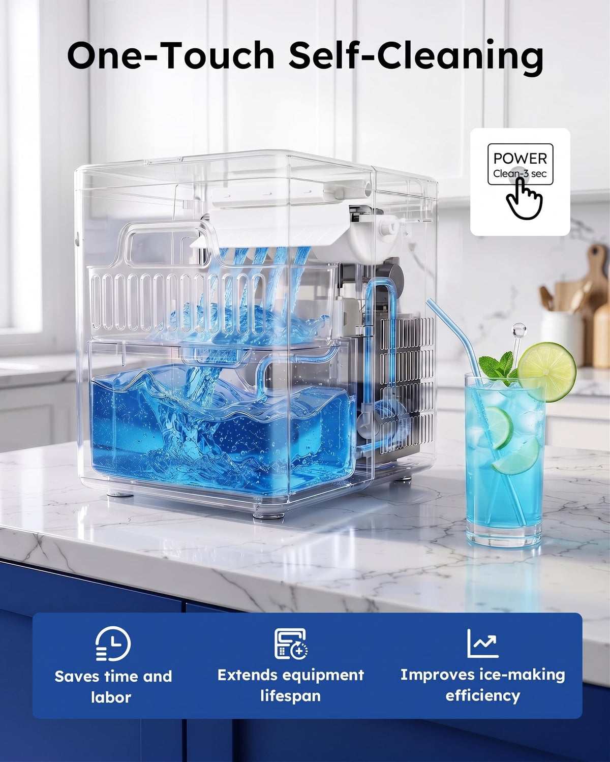 Ice Maker Countertop, 26.5 lbs/Day, 8 Bullet Fast Ice in 6 Mins