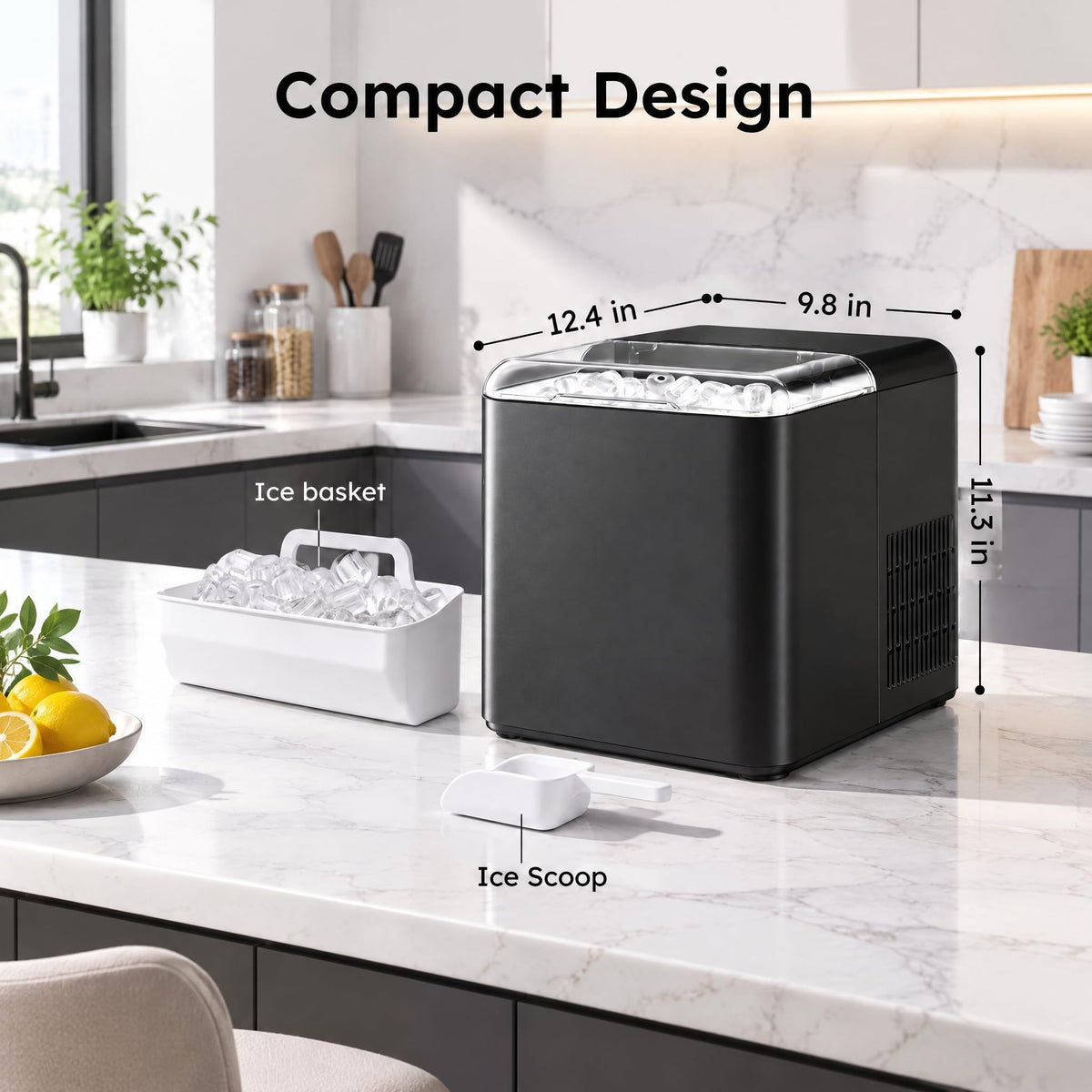 Ice Maker Countertop, 26.5 lbs/Day, 8 Bullet Fast Ice in 6 Mins