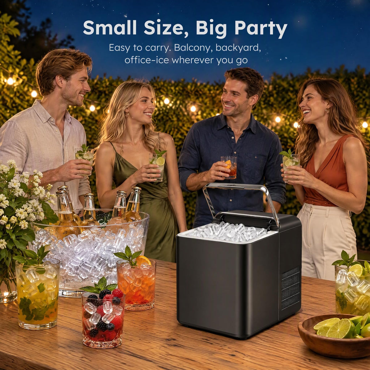 Ice Maker Countertop, 26.5 lbs/Day, 8 Bullet Fast Ice in 6 Mins