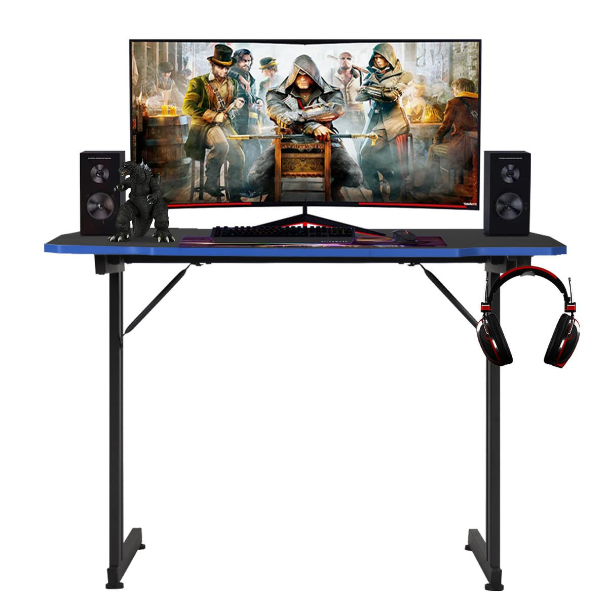 47" Gaming Table | Red | R-Shaped Computer Desk