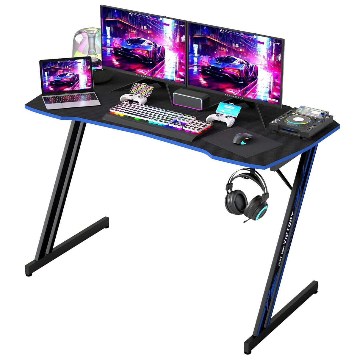 47" Gaming Table | Red | R-Shaped Computer Desk