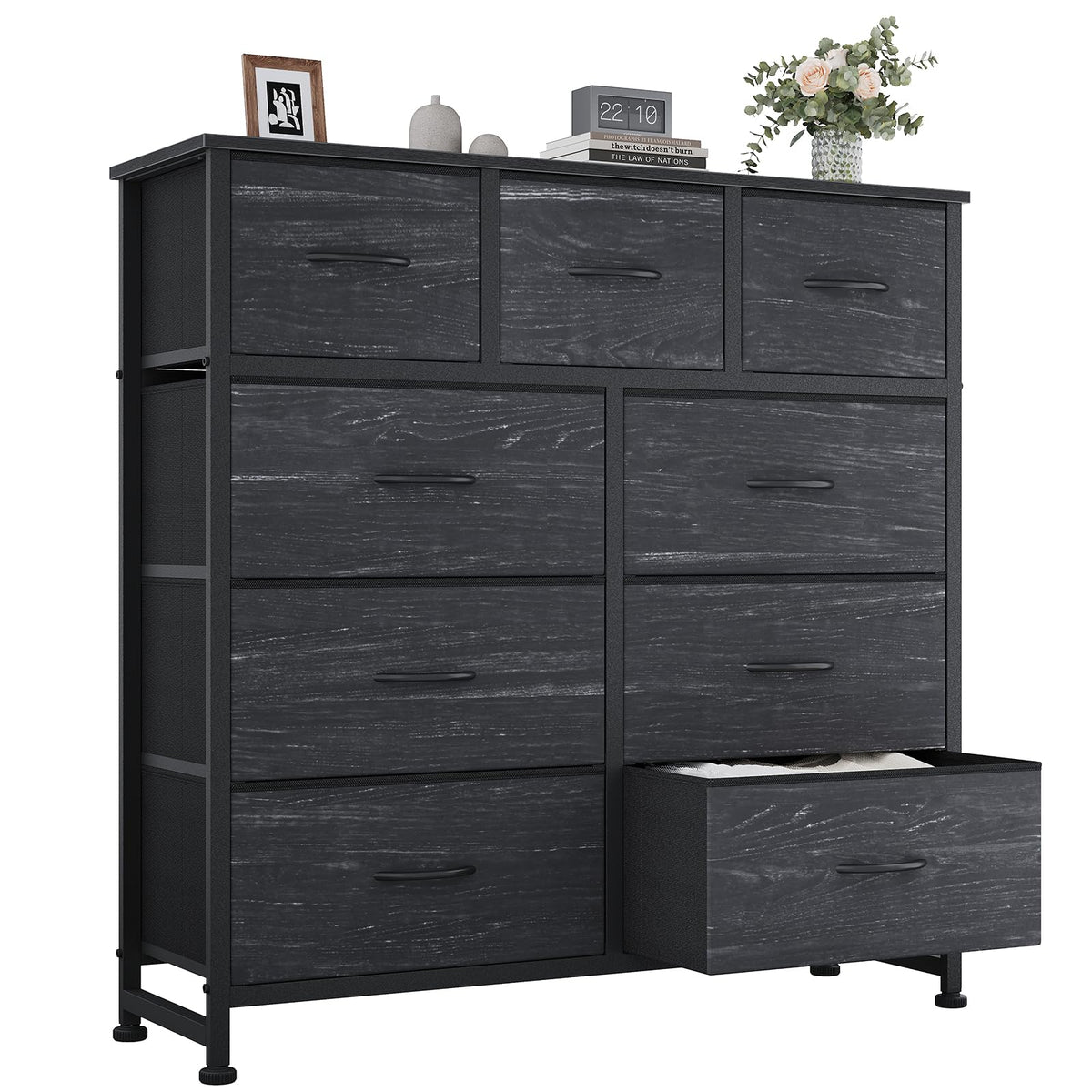 9 Drawer Black Dresser for Bedroom, Closet Organizer Storage Tower