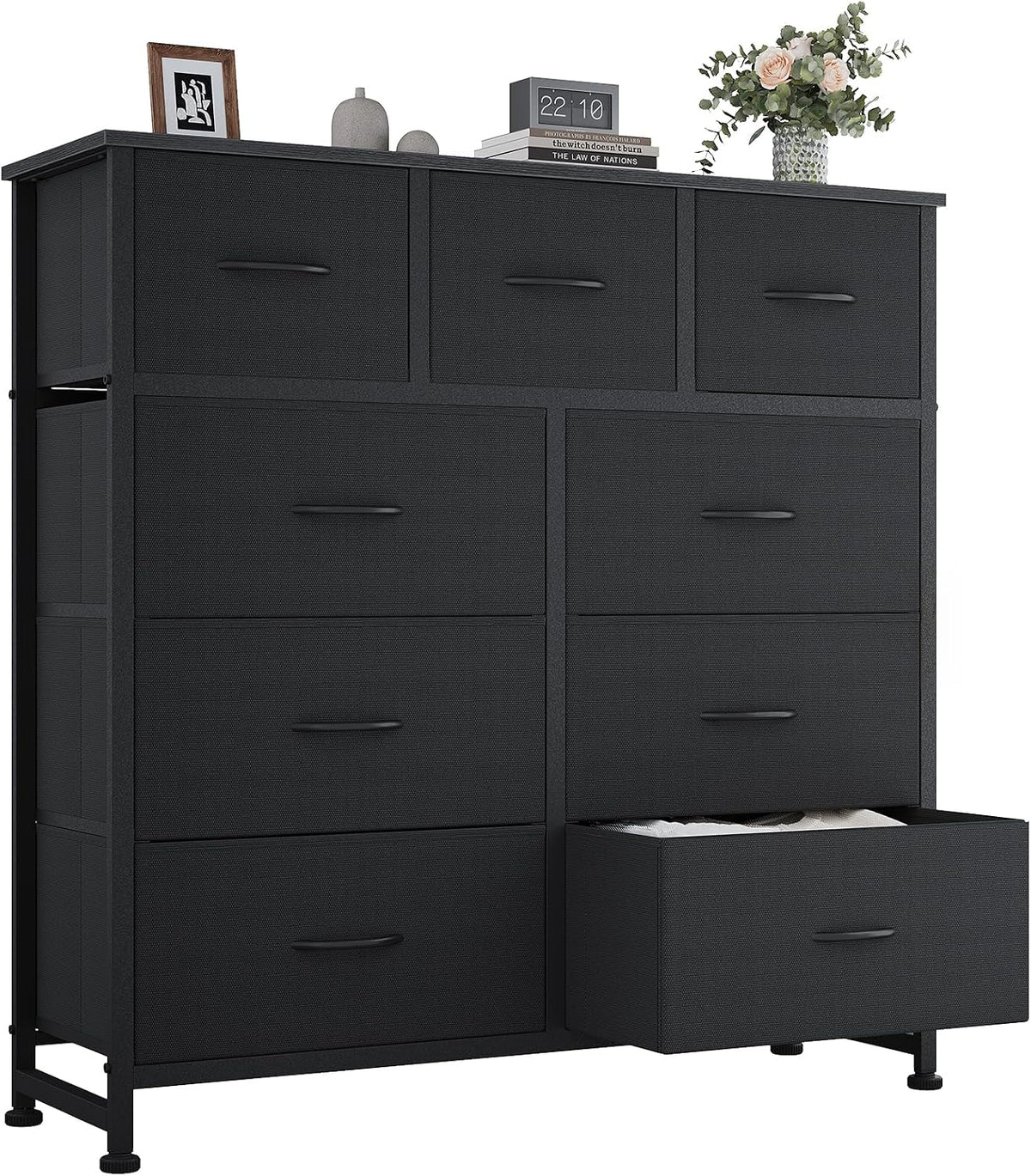 9 Drawer Black Dresser for Bedroom, Closet Organizer Storage Tower