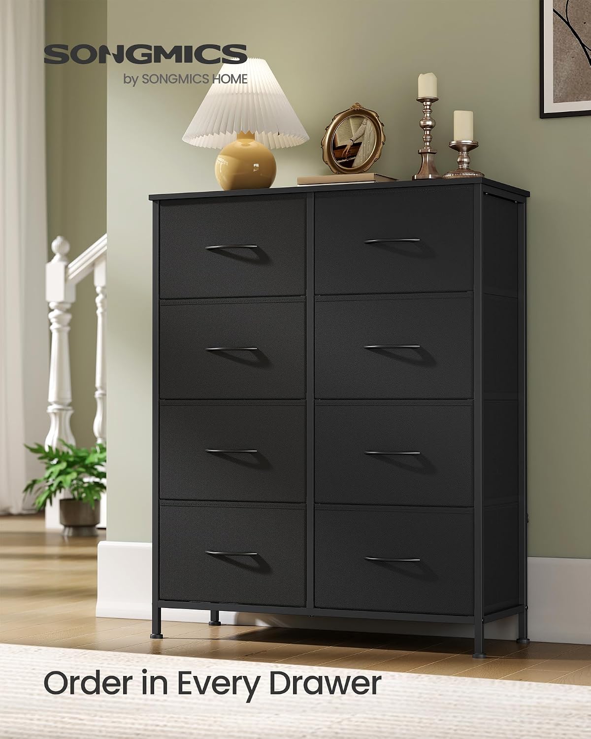 Dresser for Bedroom, Tall Dresser with 8 Fabric Drawers