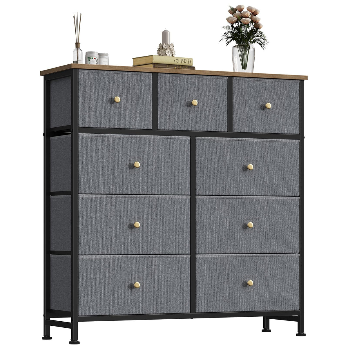9 Drawer Black Dresser for Bedroom, Closet Organizer Storage Tower