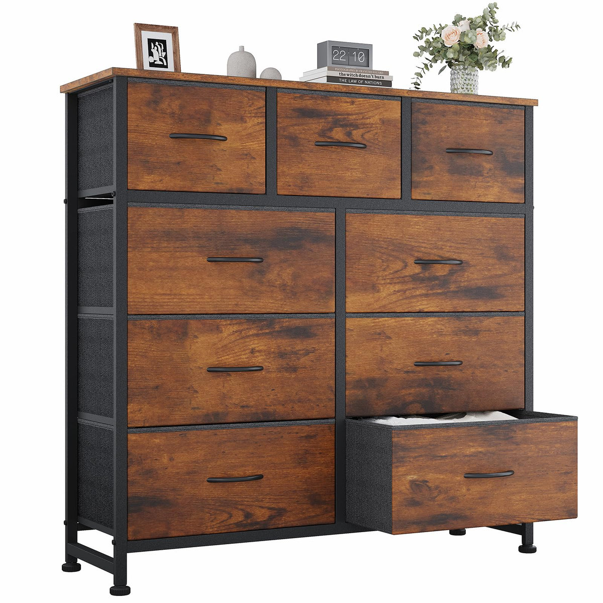 9 Drawer Black Dresser for Bedroom, Closet Organizer Storage Tower