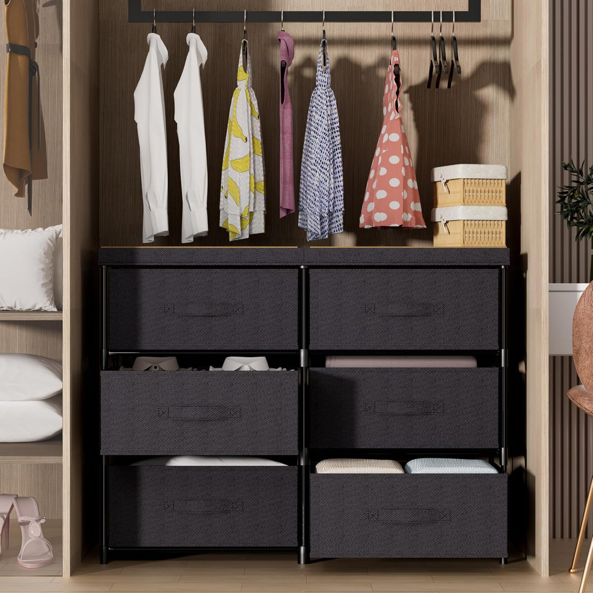 Dresser 6 Fabric Drawer Stand Desktop Plastic Support Tube