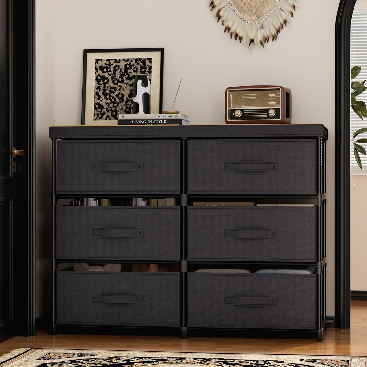 Dresser 6 Fabric Drawer Stand Desktop Plastic Support Tube